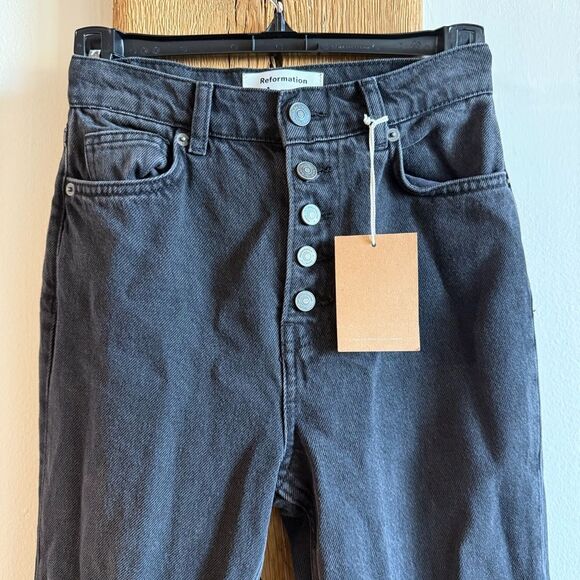 NWT Reformation Cynthia Button Fly Straight Jeans 23 Ventura Wash - Picture 4 of 10